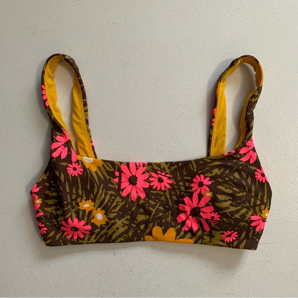 Aerie Floral Print Scoop Bikini Top Size XS NWT